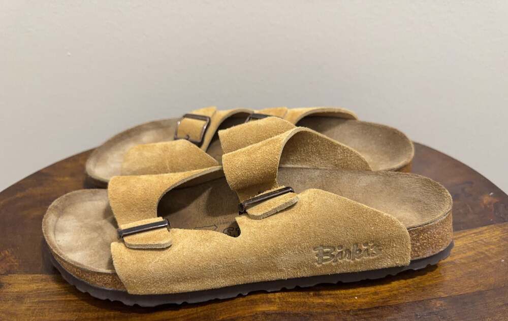 Birki's Arizona Suede Two-Strap Sandals Tan Size 41 B1 - Picture 3 of 7